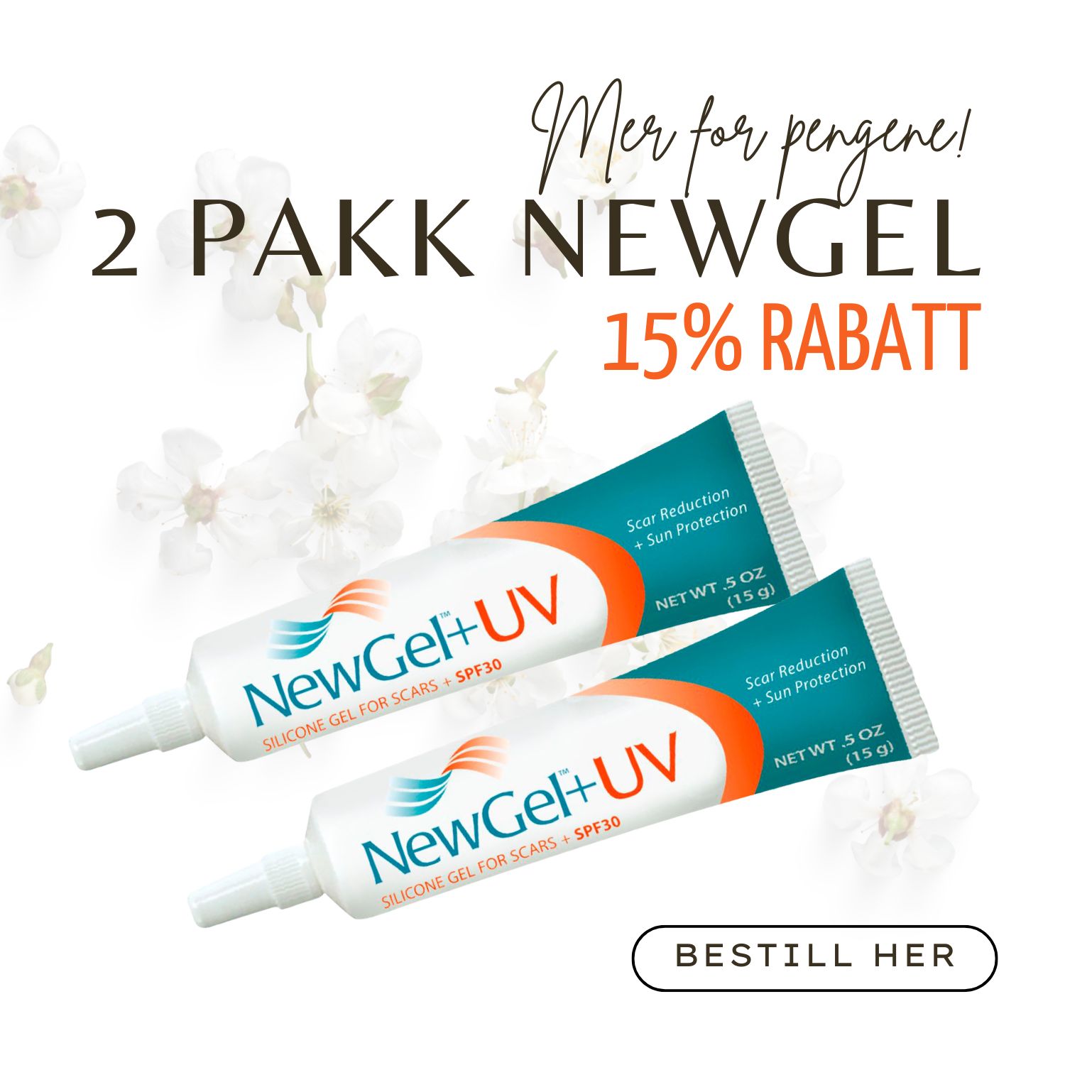 2 pakk med Silikongele NewGel + UV m/spf 30 15g (NGO-8015)