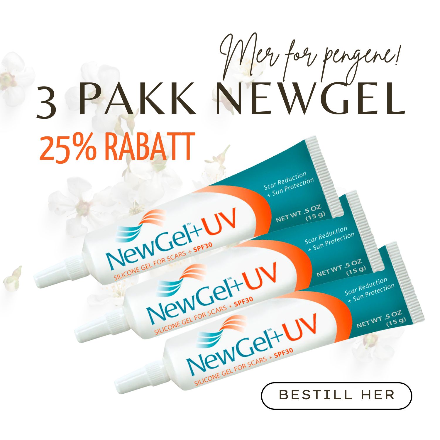 3 pakk med Silikongele NewGel + UV m/spf 30 15g (NGO-8015)